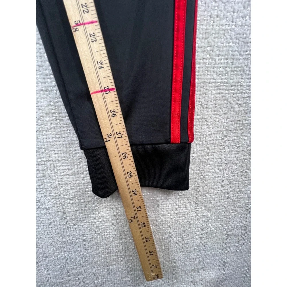 Adidas‎ Kids XL 18/20 Track Pants Black Red 3-Stripe Joggers Recycled Polyester